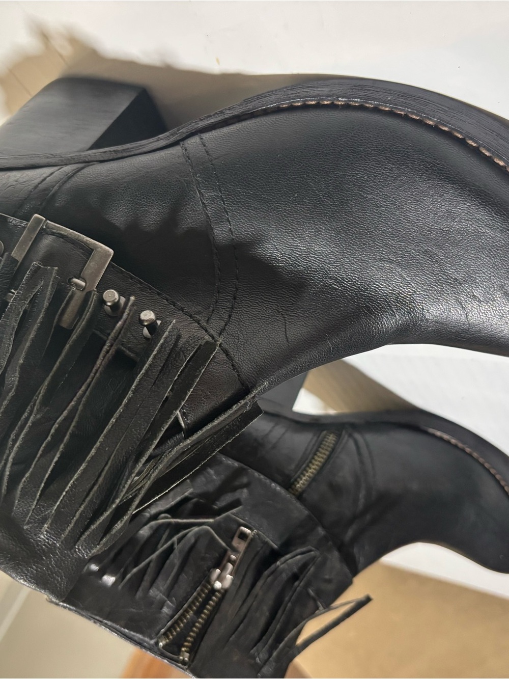 Free People Black Fringe Ankle Boots - Picture 3 of 11